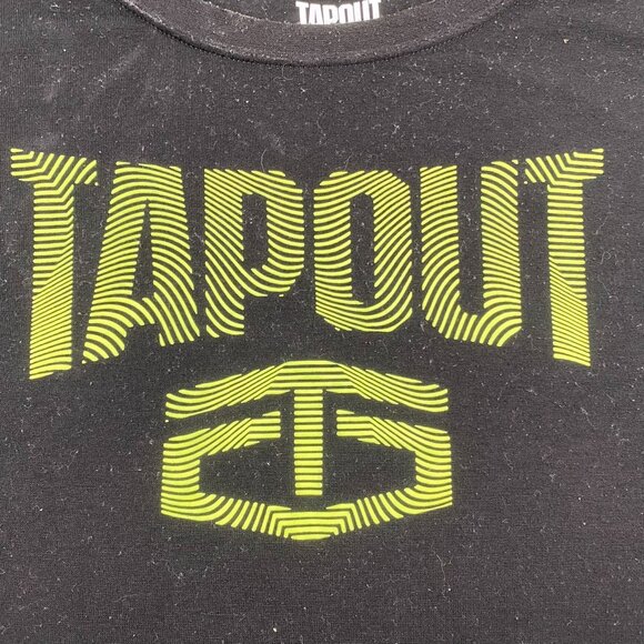 Tapout Mens Black T-Shirt 2XL With Neon Green Logo - Picture 6 of 7